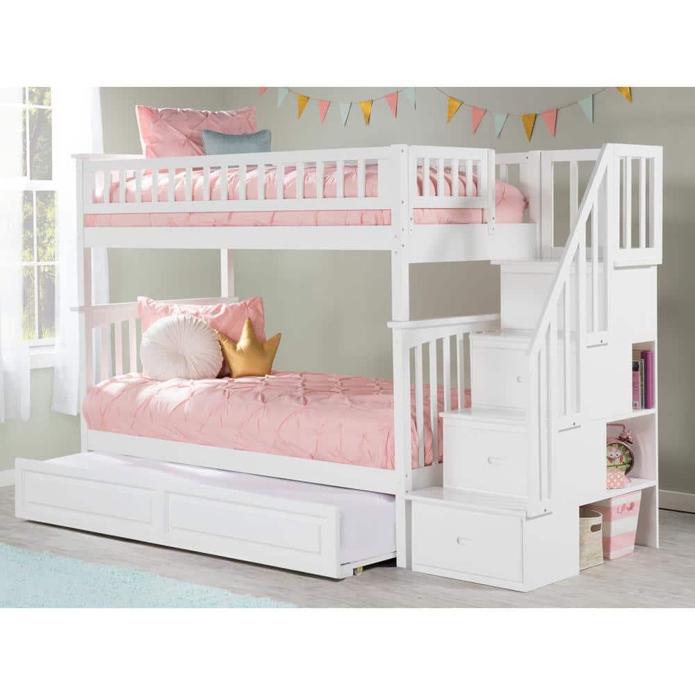 Columbia Staircase Bunk Bed Twin over Twin in Multiple Colors and Configurations