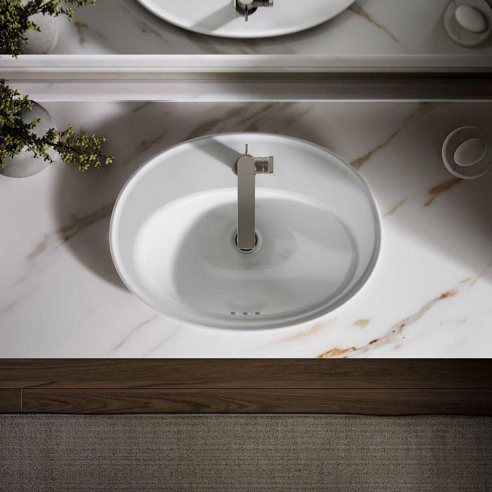 Serif® Ceramic Oval Drop-In Bathroom Sink with Overflow