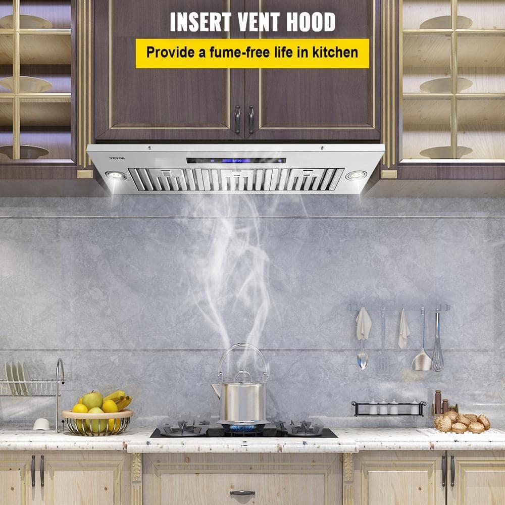 VEVOR 36" 900 CFM 4 Speed Ducted Insert Range Hood with Charcoal Filter and Light