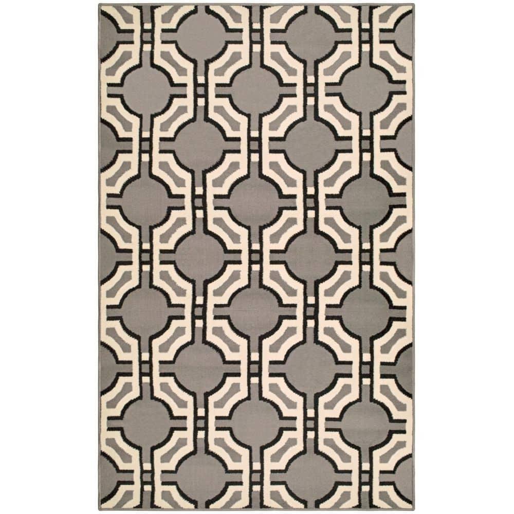 Modern Geometric Art-Deco Transitional Eclectic Trellis High-Traffic Power-Loomed Indoor Area Rug, 8'x10', Gray - Blue nile Mills