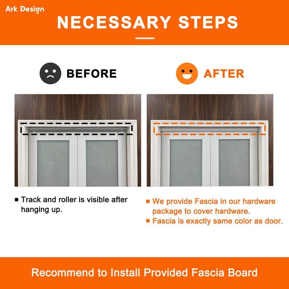 Frosted Glass And Solid Manufactured Wood Bi-Fold Door With Installation Hardware Kit