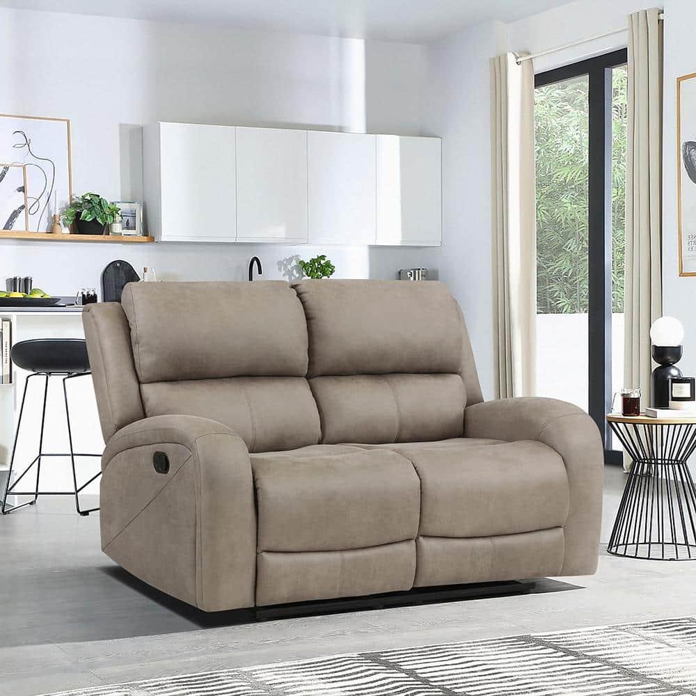 Lexicon Pagosa Polished Microfiber Double Reclining Loveseat in Brown