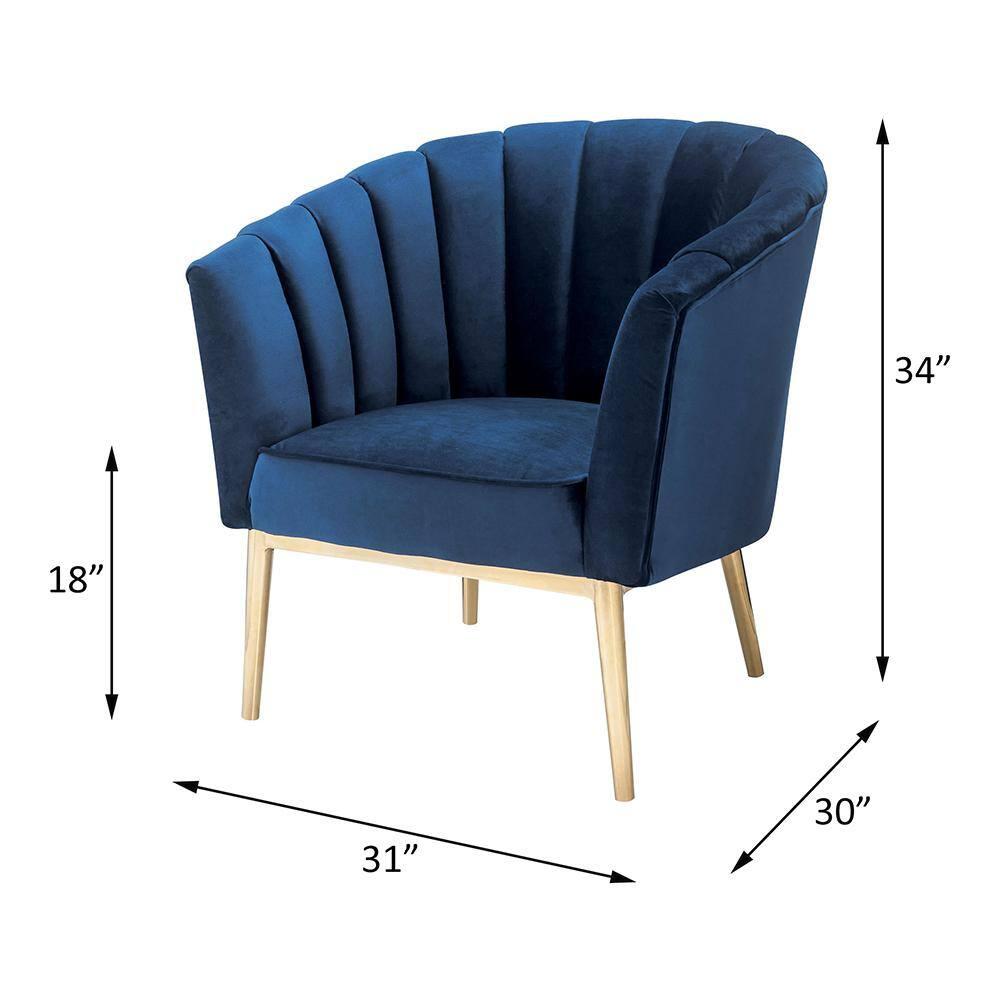 31" Colla Accent Chair Midnight Blue Velvet/Gold Finish - Acme Furniture