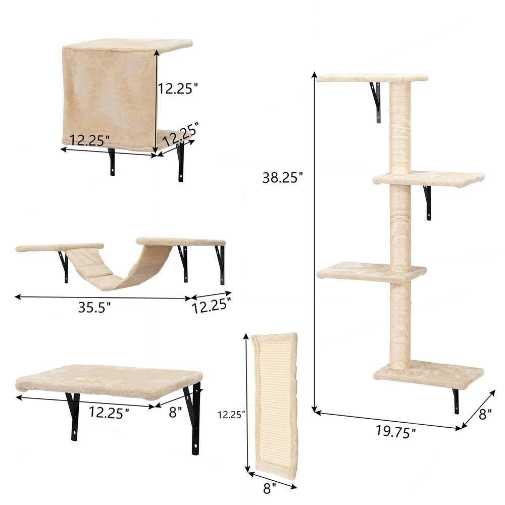 Resenkos Cat Tree,Kitten Condo Scratching Posts Kitty Play House, Multi-Level Cat Condo, Wooden cat running wheel