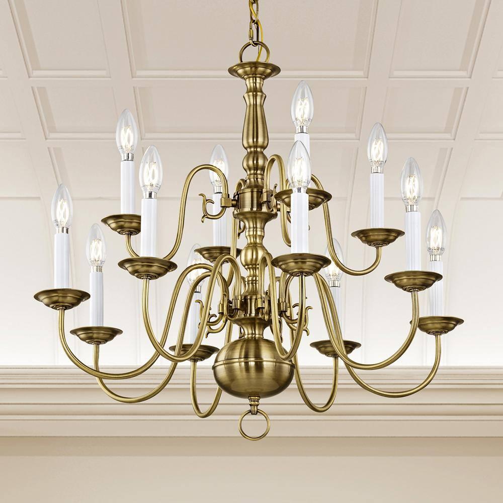 Livex Lighting Williamsburgh 12 - Light Chandelier in  Antique Brass