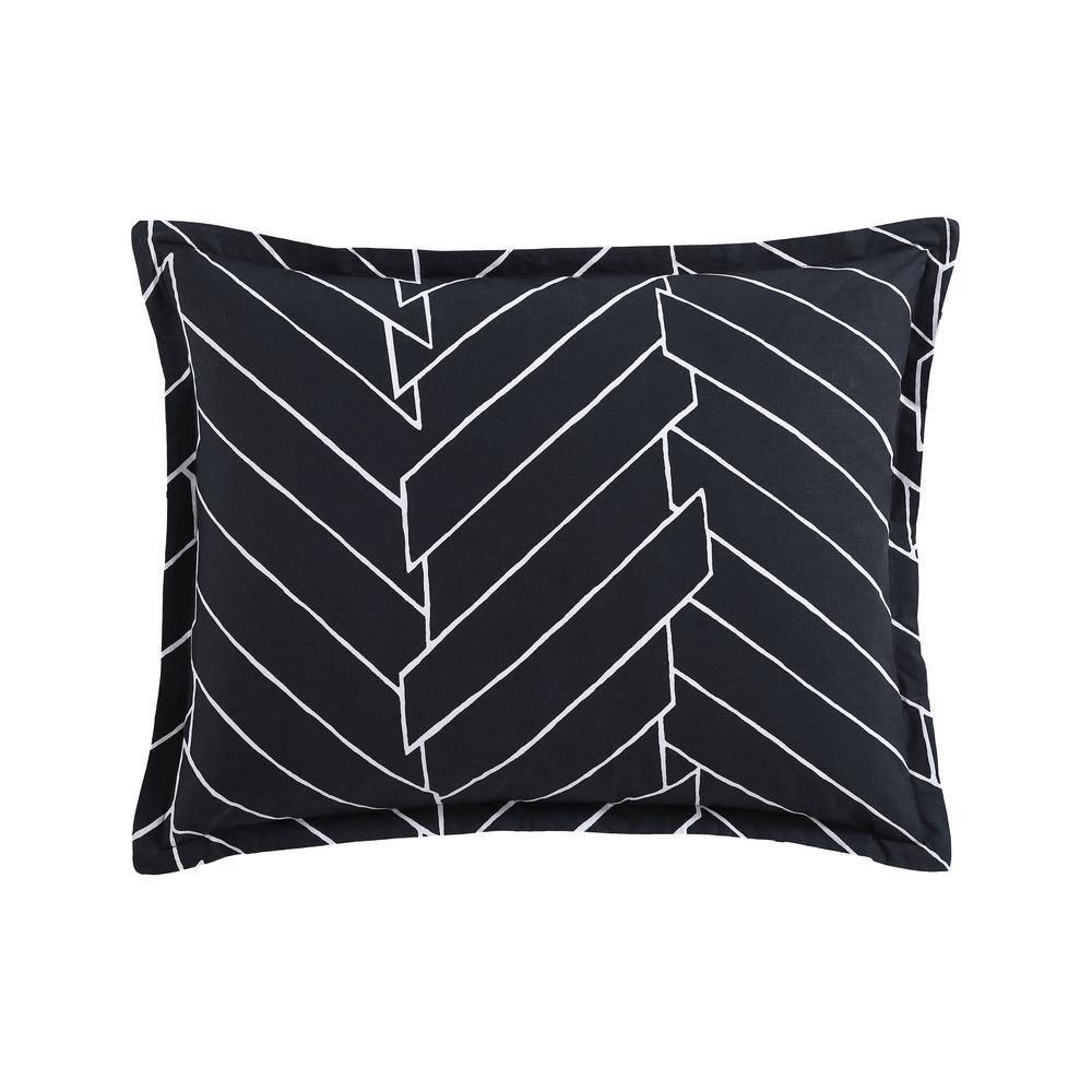 City Scene Ceres Black Standard Cotton 150 TC Reversible Duvet Cover Set