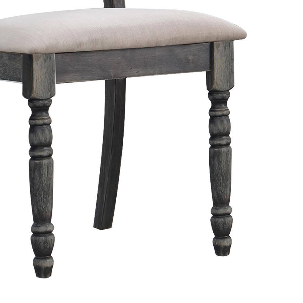 Set of 2 Wallace Side Chair Light Brown/Gray - Acme Furniture: Upholstered Linen, Turned Legs, Crosspiece Backrest