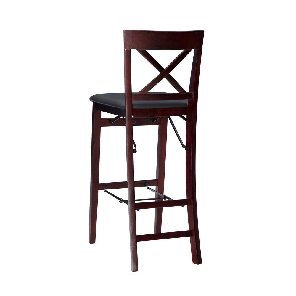 Triena X Back Faux Leather Folding Barstool Espresso - Linon: Padded Seat, Wood Legs, No Assembly Required