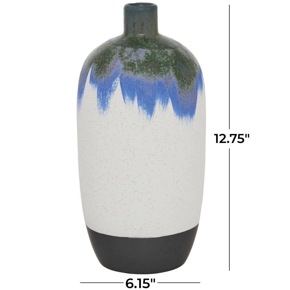 Novogratz White Ceramic Contemporary Vase, 13 X 6 X 6 | Wayfair