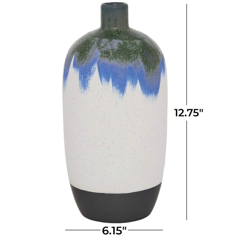 Novogratz White Ceramic Contemporary Vase, 13 X 6 X 6 | Wayfair