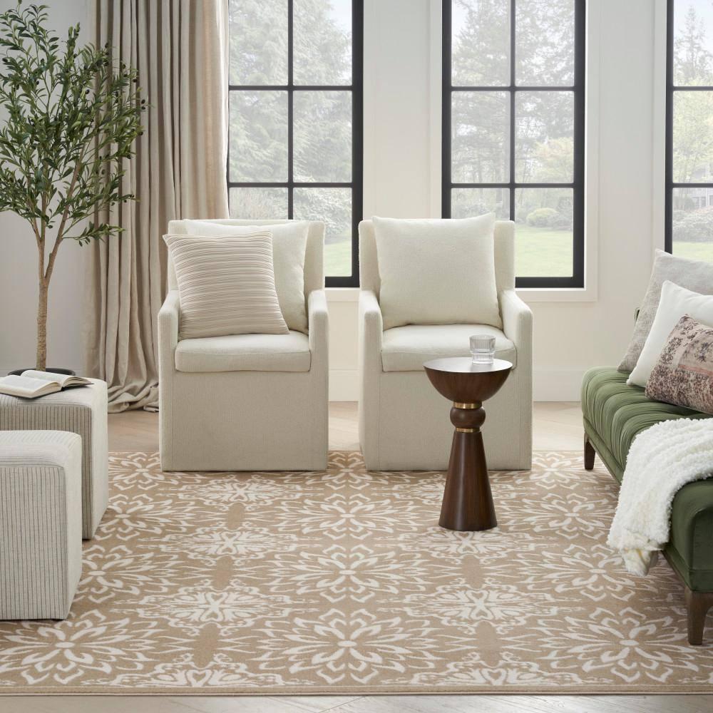 Nourison Jubilant Floral Transitional Indoor Rug Taupe 7'10"x9'10"