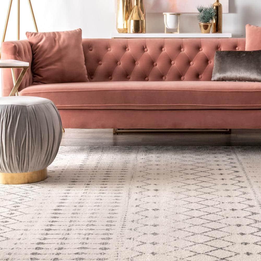 nuLOOM Blythe 8 x 8 (ft) Polypropylene Gray Square Indoor Geometric Moroccan Area rug