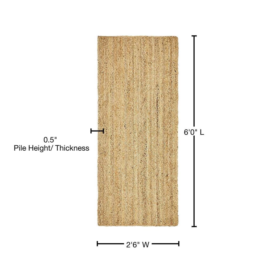 Unique Loom 2'6"x6' Braided Jute Dhaka Natural Indoor Area Rug
