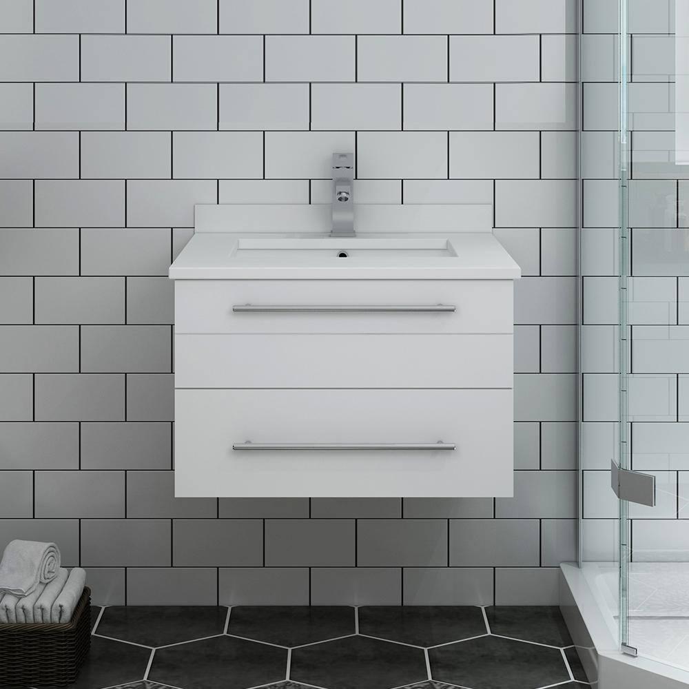 Lucera 24" Wall Mount Modern Single Sink Bathroom Vanity with Top and Undermount Sink