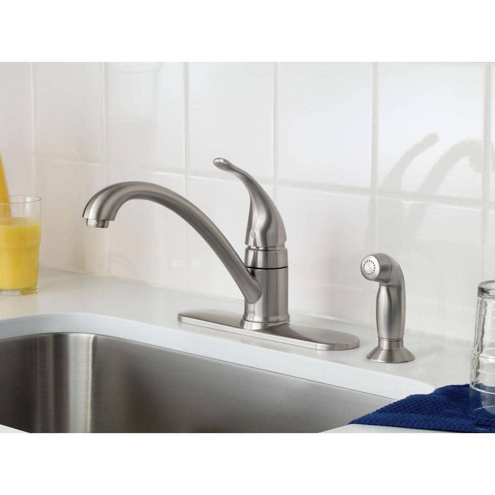 Moen Torrance One Handle Stainless Steel Kitchen Faucet Side Sprayer Included