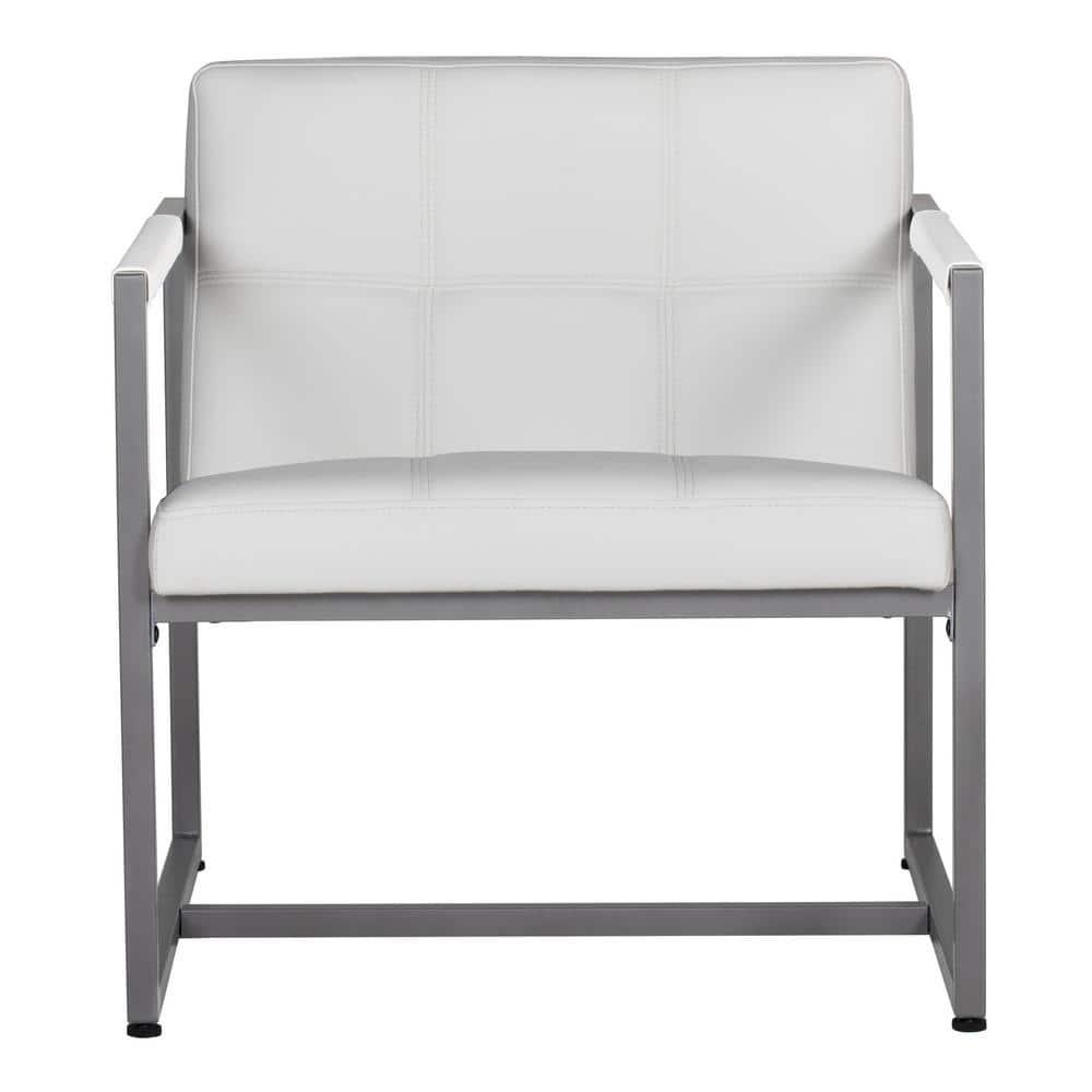 Camber Accent Chair White - Studio Designs Home: Mid-Century Faux Leather, Metal Frame, 250lbs Capacity