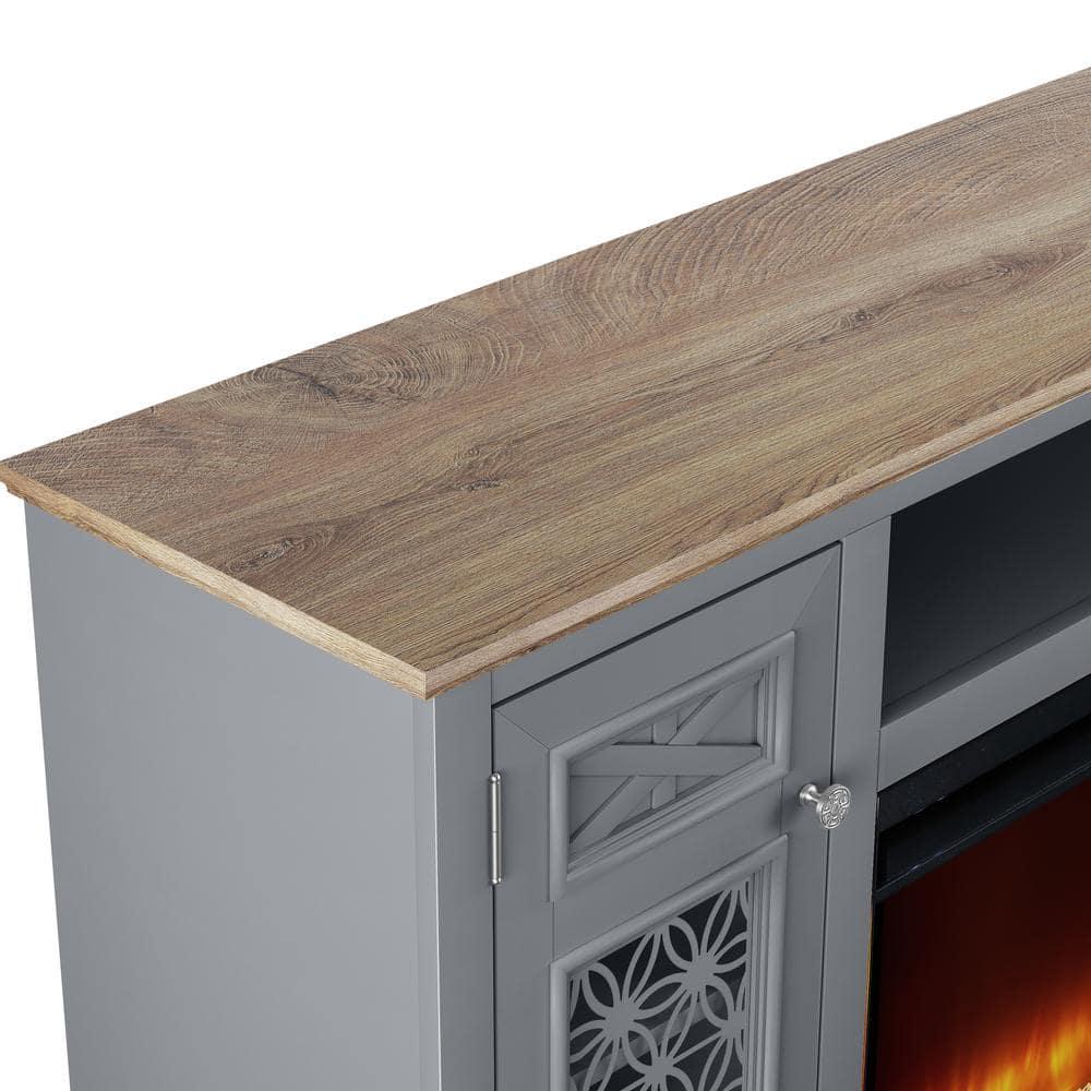 Festivo Farmhouse 70" TV Stand for TVs up to 80" with Fireplace Gray