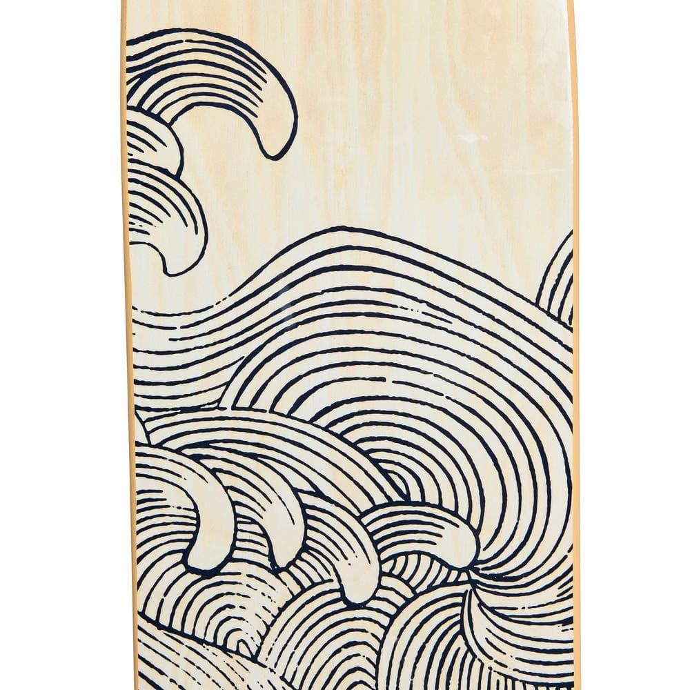 Storied Home Lacquered Wood Surfboard Wall Decor with Waves Hangs Vertical or Horizontal: Matte Finish, Abstract Pattern