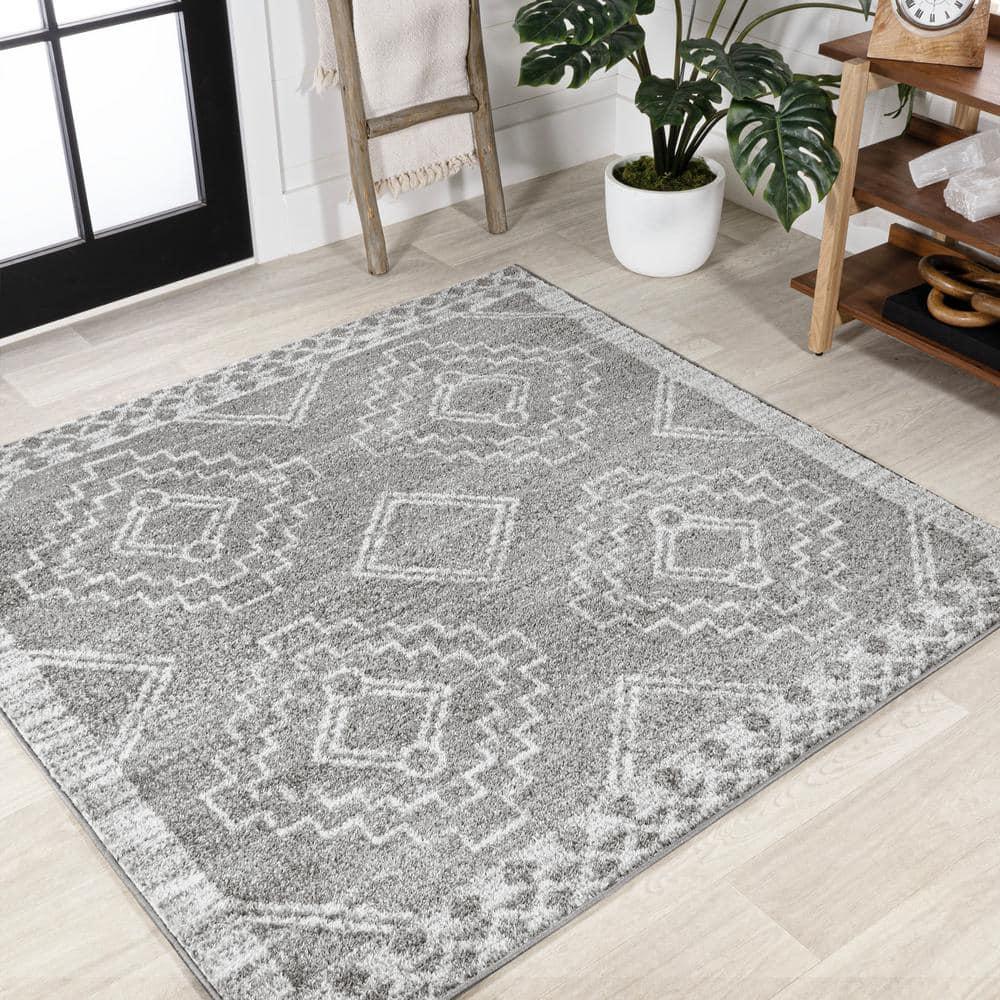 JONATHAN Y Amir Moroccan Beni Souk Gray/Cream 6' Square Area Rug