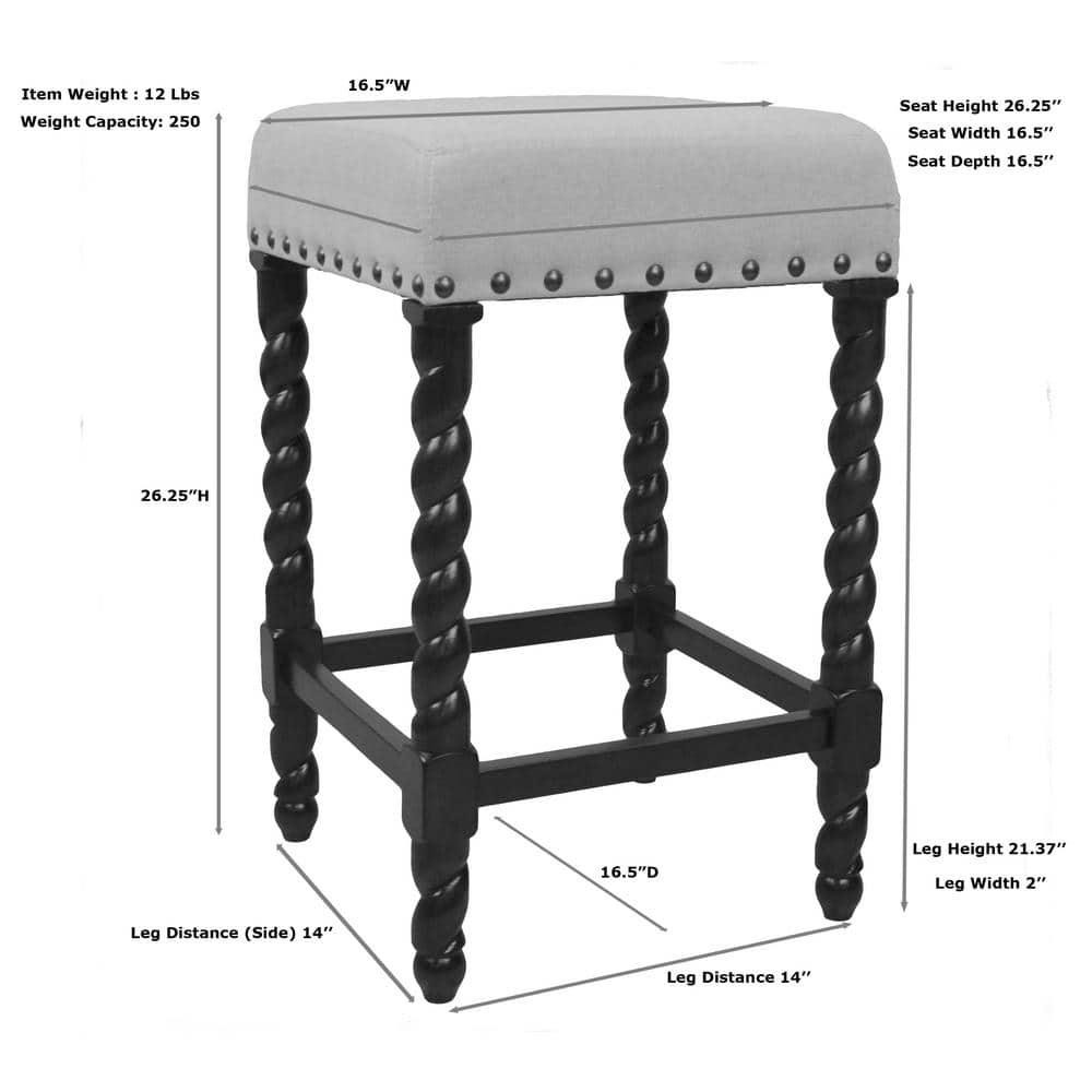 Carolina Living Remick 24" Counter Stool - Vintage White - Linen Upholstery