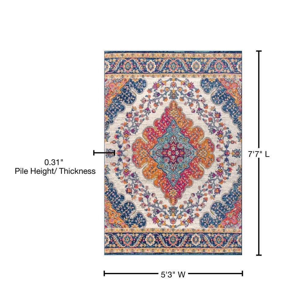 JONATHAN Y Bohemian FLAIR Boho Vintage Medallion Blue/Multi 5 ft. x 8 ft. Area Rug