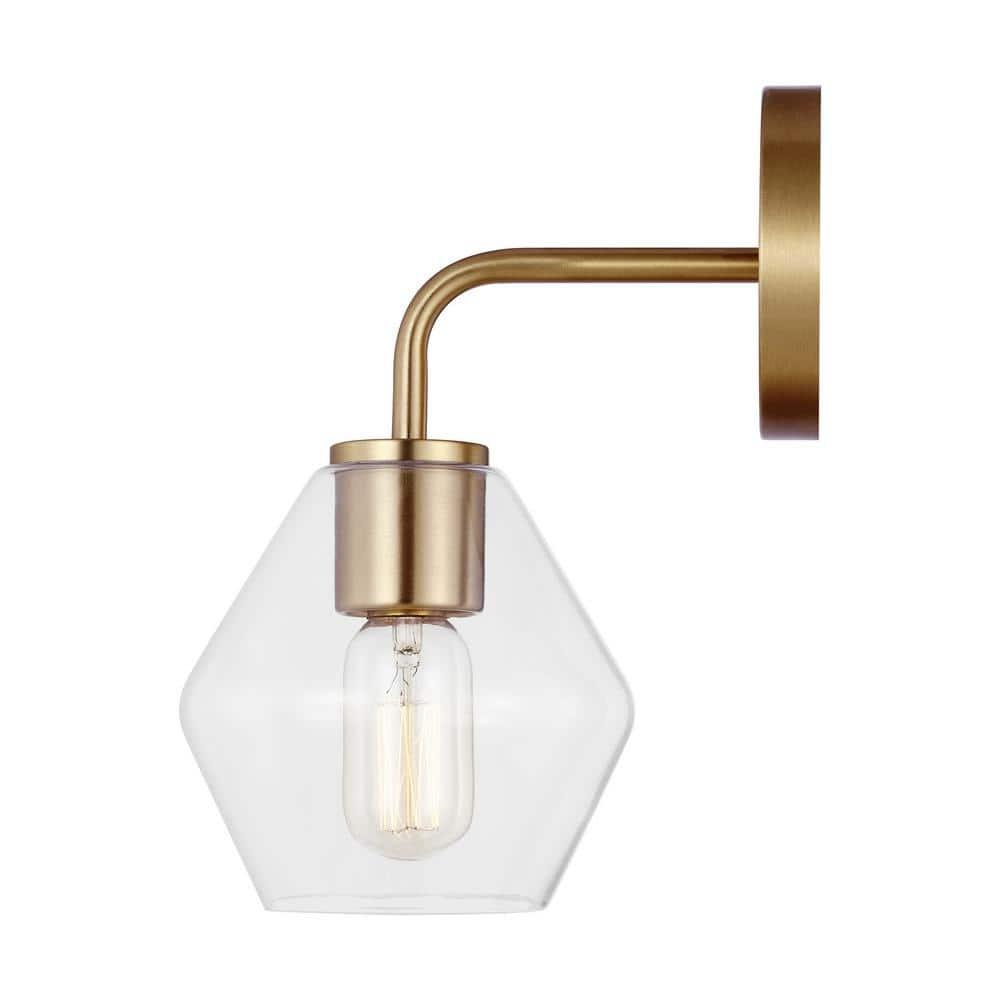 Rooks Single Light Glass Steel Dimmable Armed Sconce