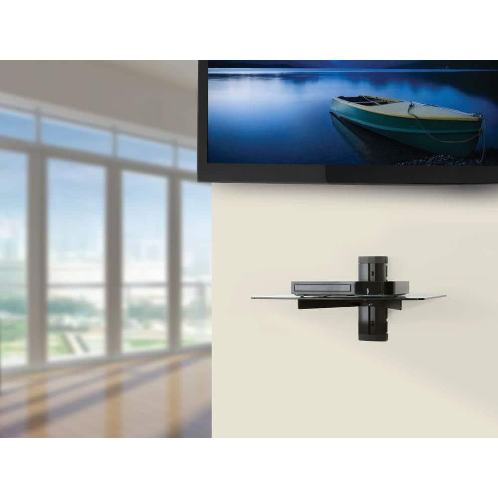 AVF Steel Wall Mounted AV Component Shelving System with 1 Shelves in Black
