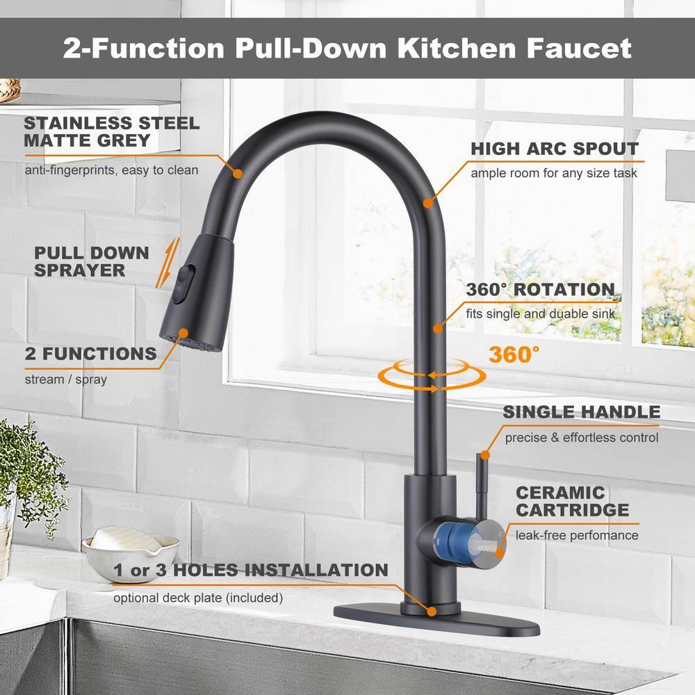 High Arc Pull Down Kitchen Faucet with Sprayer