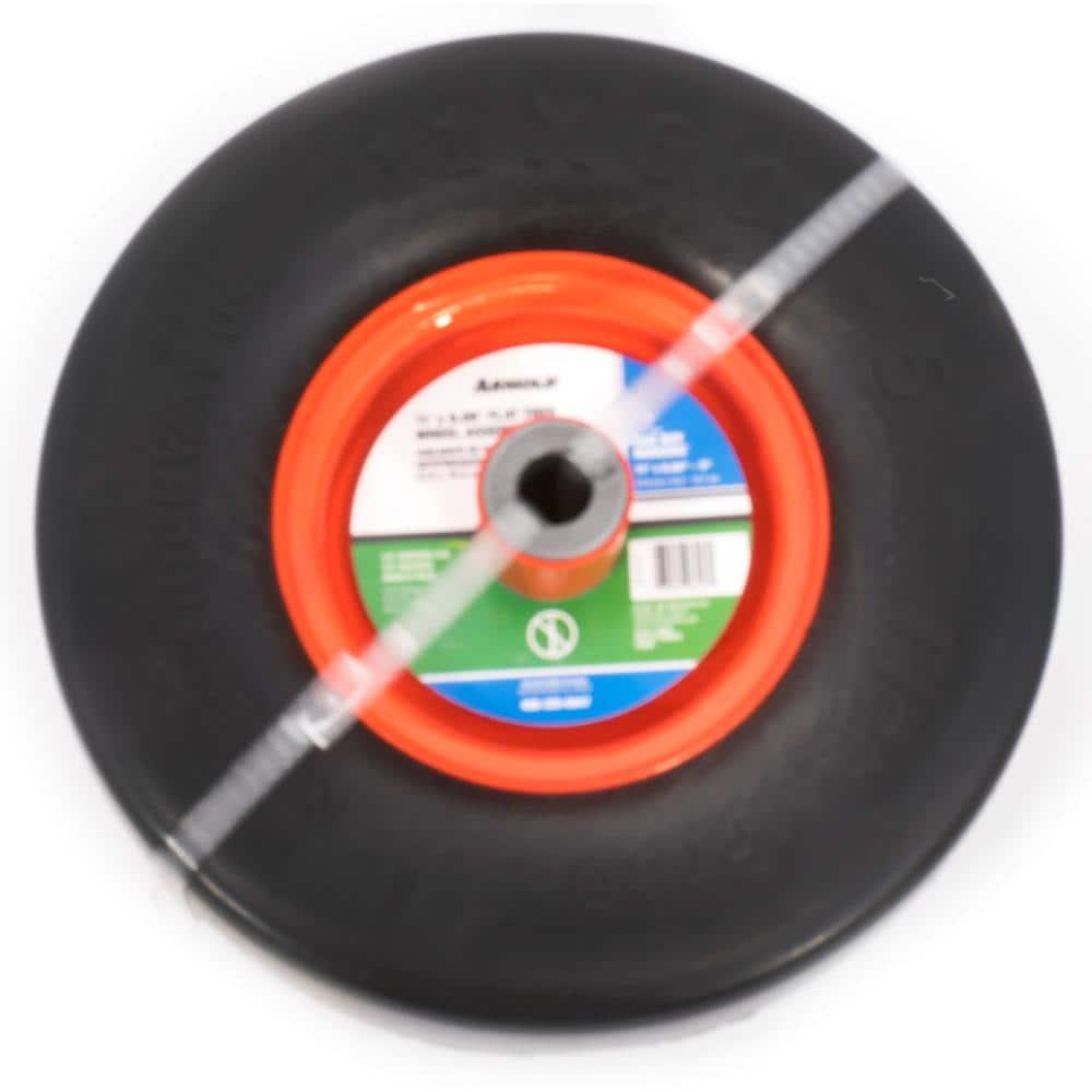 11 In. X 6 In. Universal Flat Free Zero Turn Front Wheel Assembly With Smooth Tread And Orange Rims