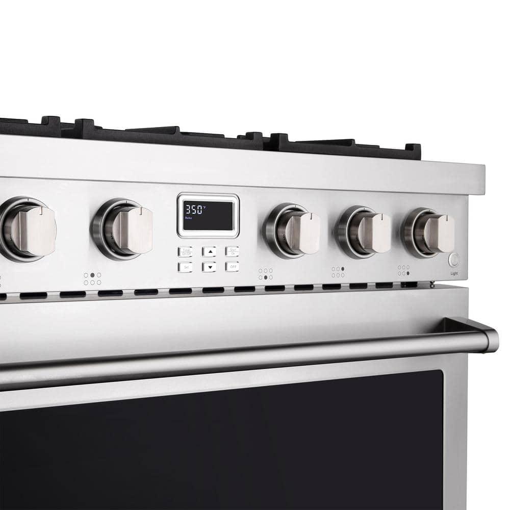 Cosmo Cosmo 36 in. Lumin Collection 6.0 cu. ft. Gas Range with 6 Sealed Gas Burners and Convection Oven in Stainless Steel COS-GRC366KB