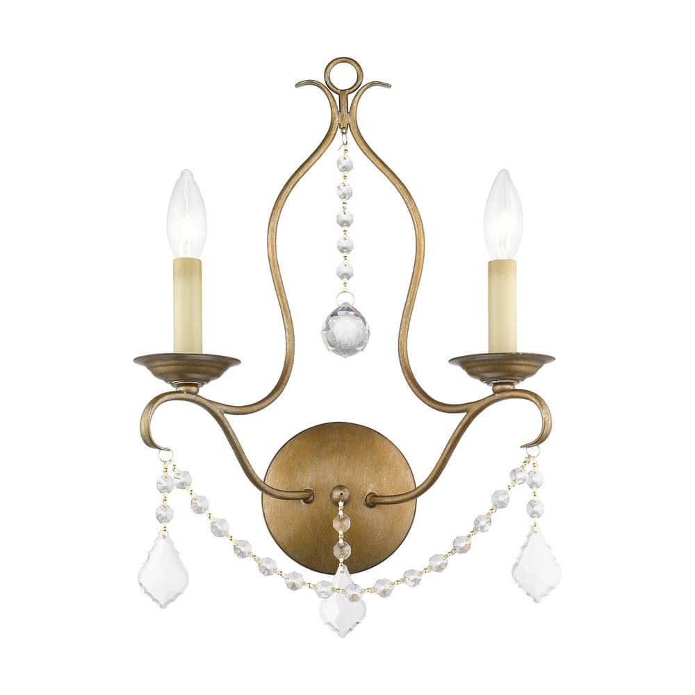 Livex Lighting Chesterfield 2 - Light Wall Light in  Antique Gold Leaf