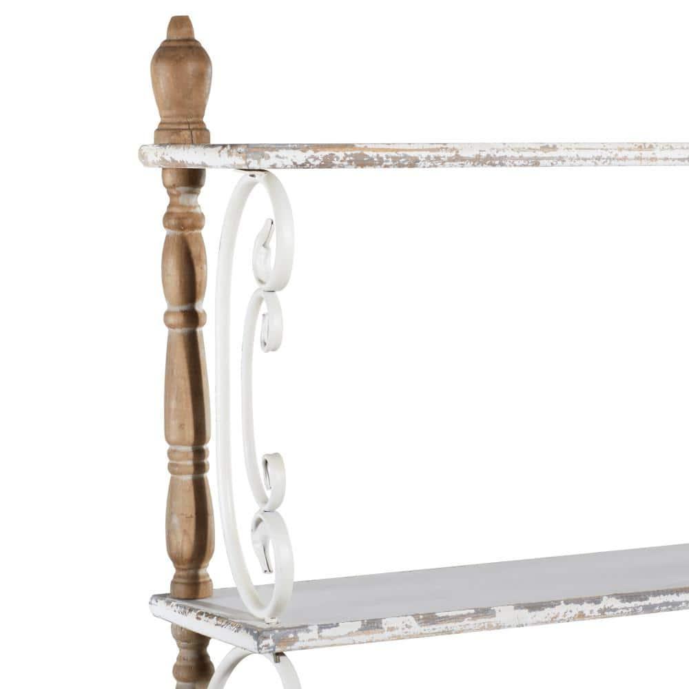 75" x 32" Farmhouse Wood Shelving Unit Off White - Olivia & May: 5-Tier Storage Bookcase