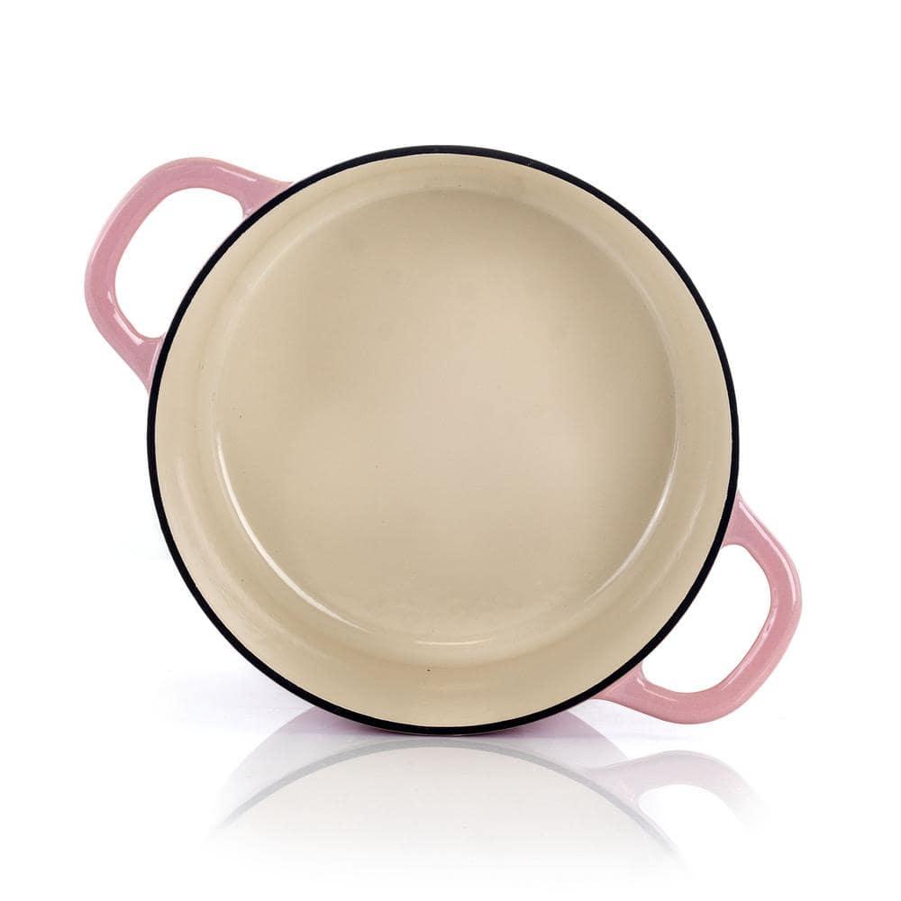 Crock-Pot 5 Quart Round Enamel Cast Iron Covered Dutch Oven Cooker, Blush Pink