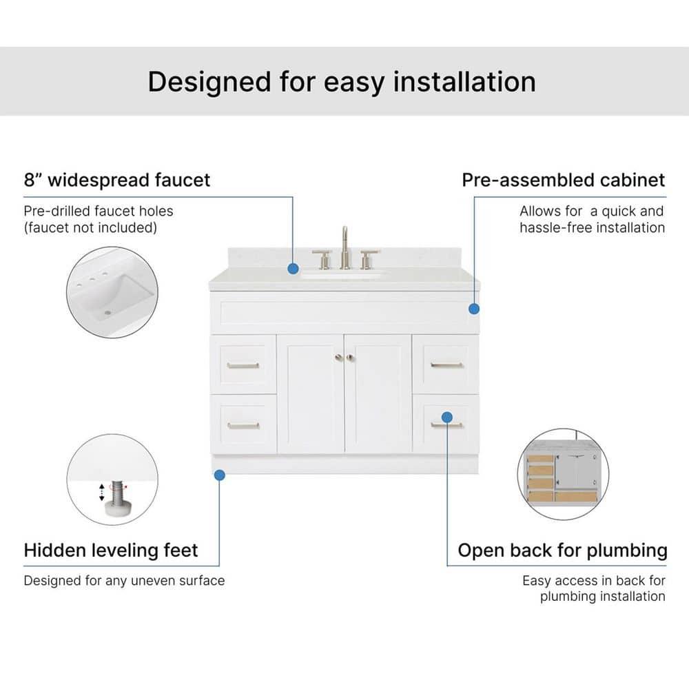 Ariel F048scqrvo Hamlet 48" Free Standing Single Basin Vanity Set - White