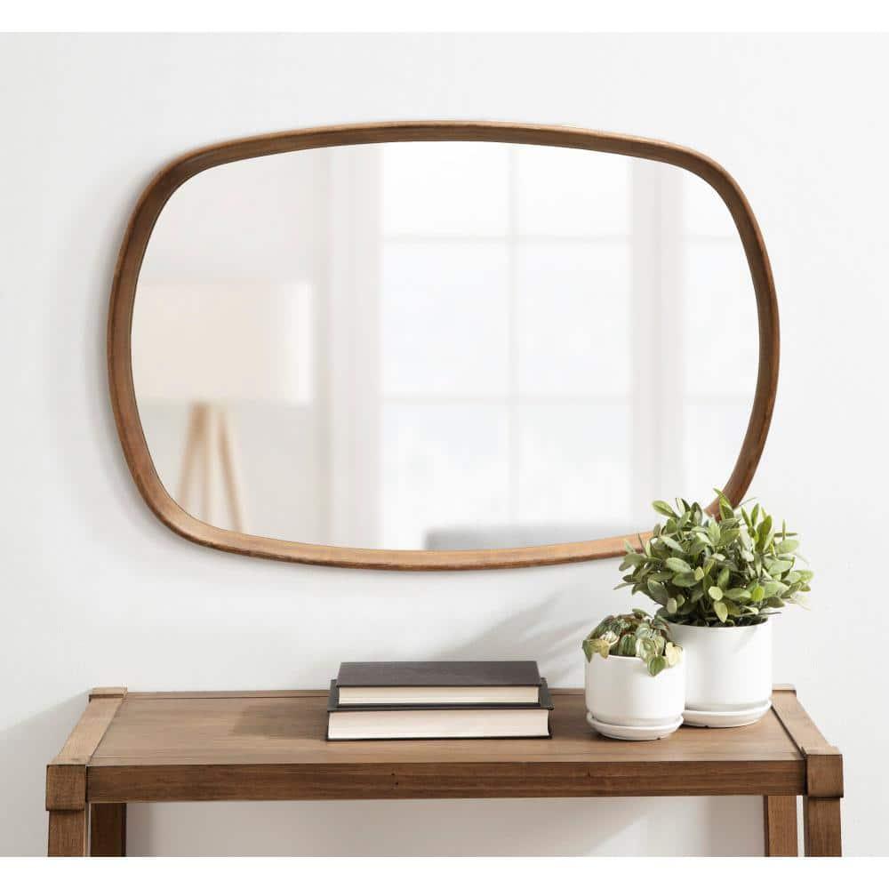 Kate and Laurel Prema Framed Wall Mirror, 20x30, Walnut Brown