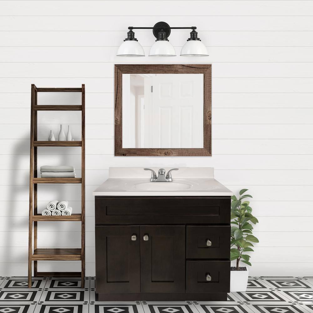 Design House Brookings 37 Inch Solid Wood Bathroom Vanity with Cultured Marble Top, Assembled, Sherwin Williams® Gray – Design House, 216127