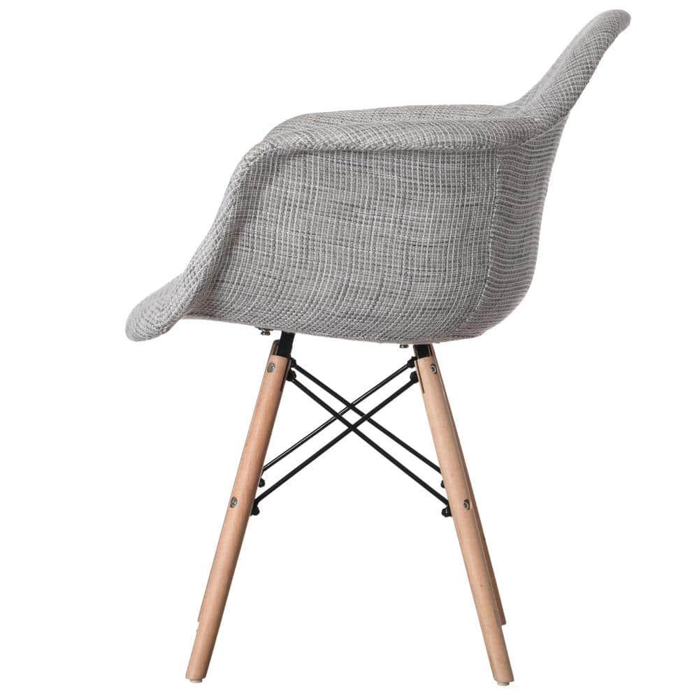 Gray Mid-Century Modern Ergonomic Side Chair with Beech Wooden Legs