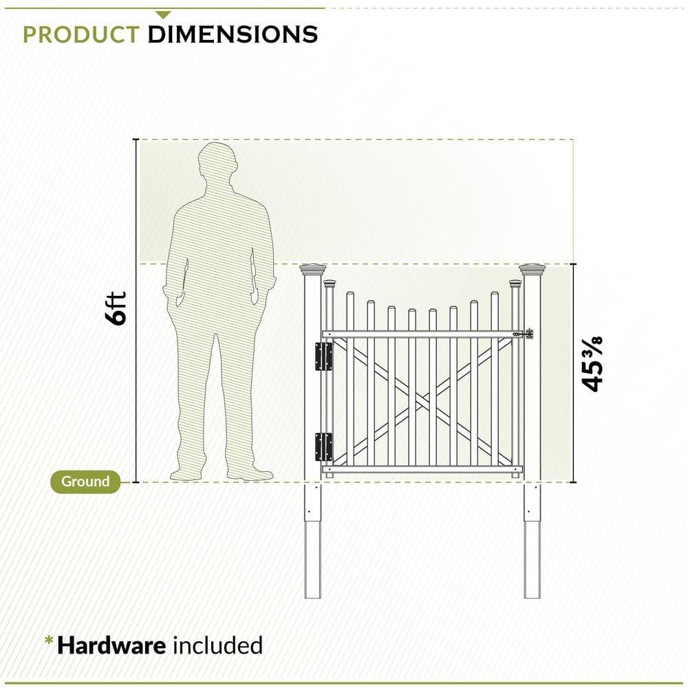 Zippity Outdoor Products 3.8ft H x 4.1ft W (1 Gate) Zippity Manchester Gate Kit, White Vinyl Picket Fence Gate Kit for Manchester Fence Panels, Gate for Backyard, Patio, Outdoor, & Garden Fence, ZP19019
