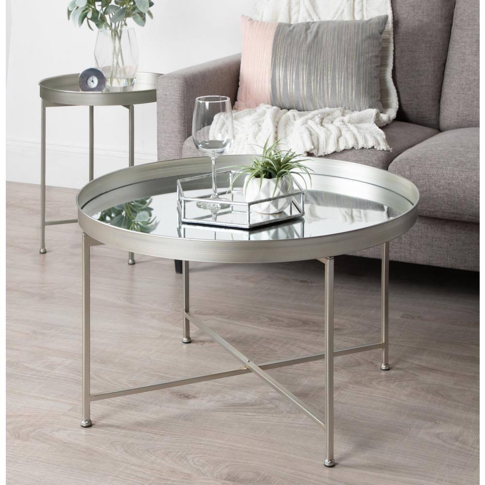 Kate and Laurel Celia Round Metal Side Table, 18.25x18.25x22, Silver