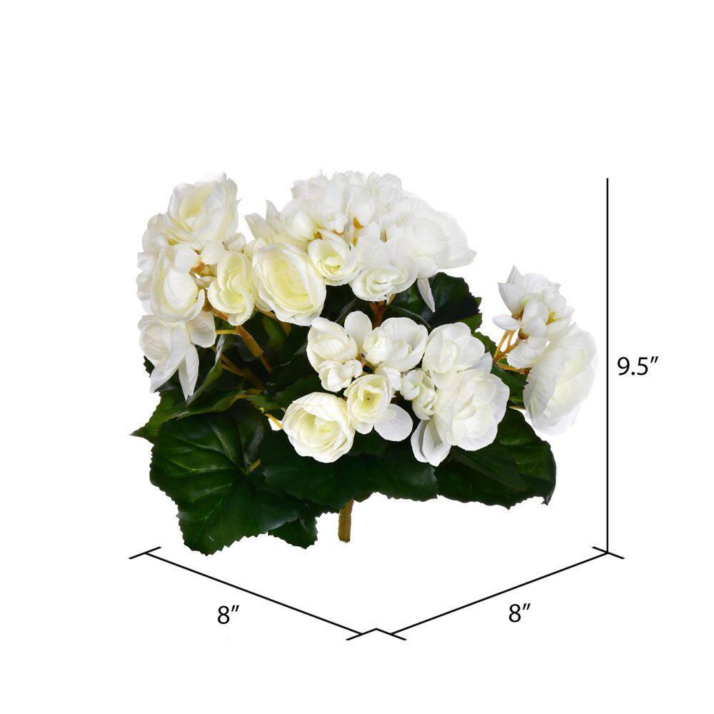 Vickerman 9.5" Artificial White Polyester Begonia Bush