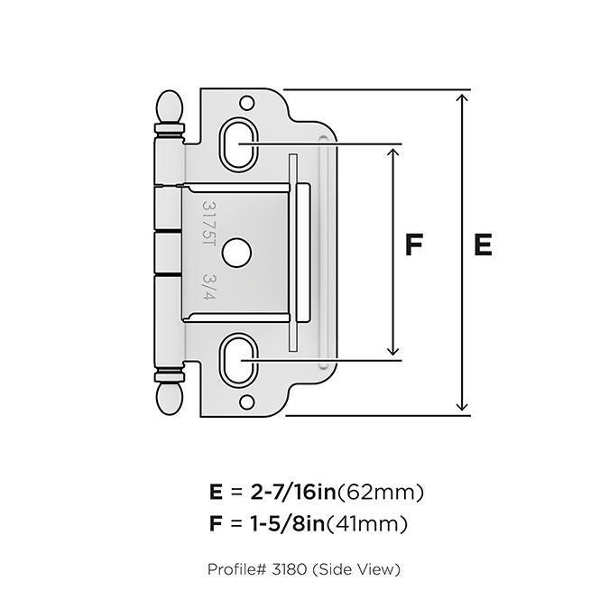 Matte Black Full Inset Ball Tip Cabinet Hinge