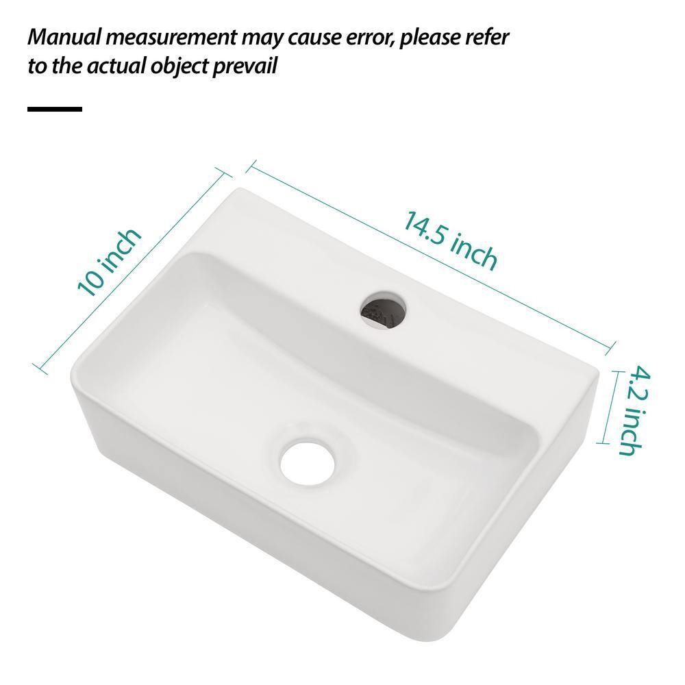 APRESSHUI AH-BS1410LGP APRESSHUI 10'' Ceramic Rectangular Bathroom Sink