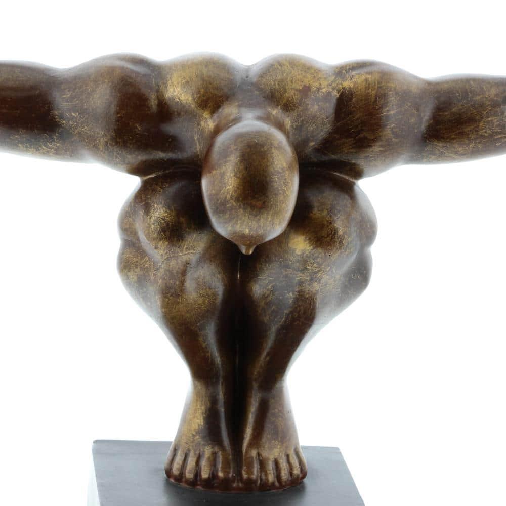 Red Barrel Studio® Cleophis Polystone Diver Decorative Bronze Sculpture with Black Base