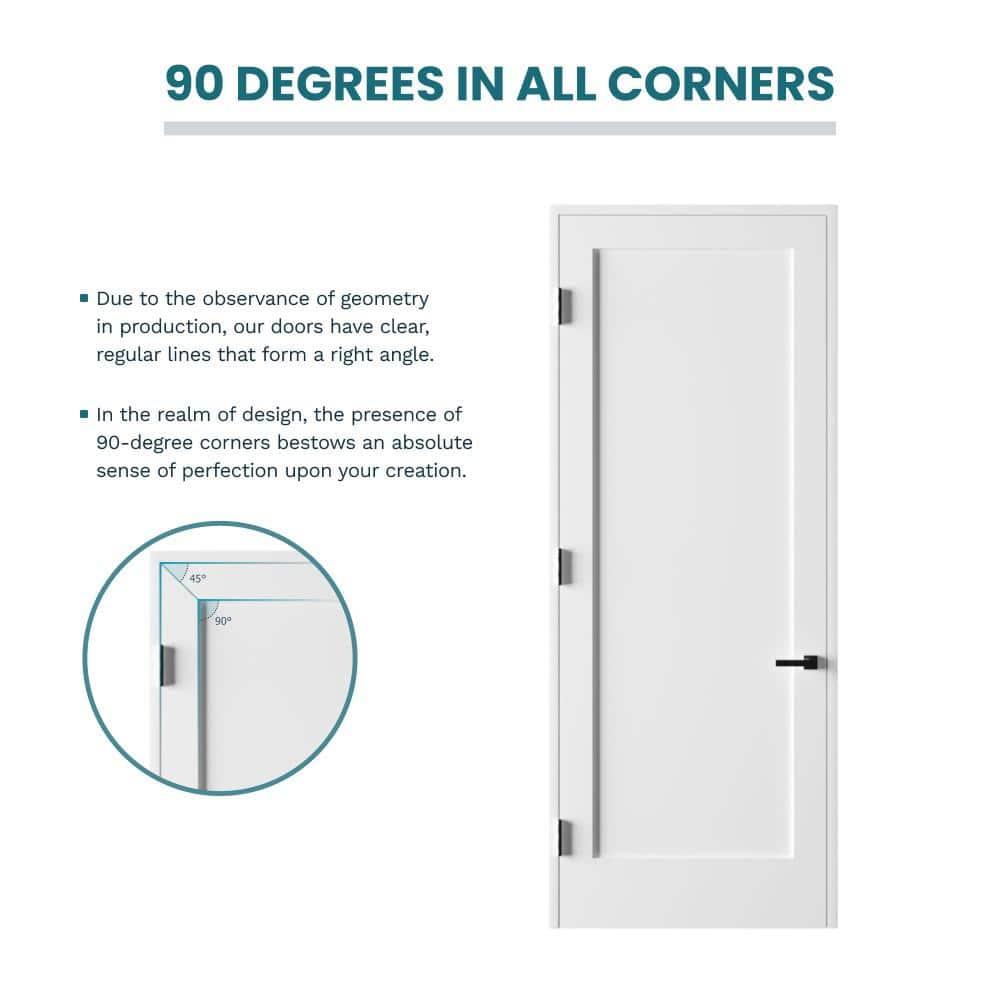 30 in. x 80 in. Left-Handed Solid Core White Primed Composite Single Pre-hung Interior Door Black Hinges