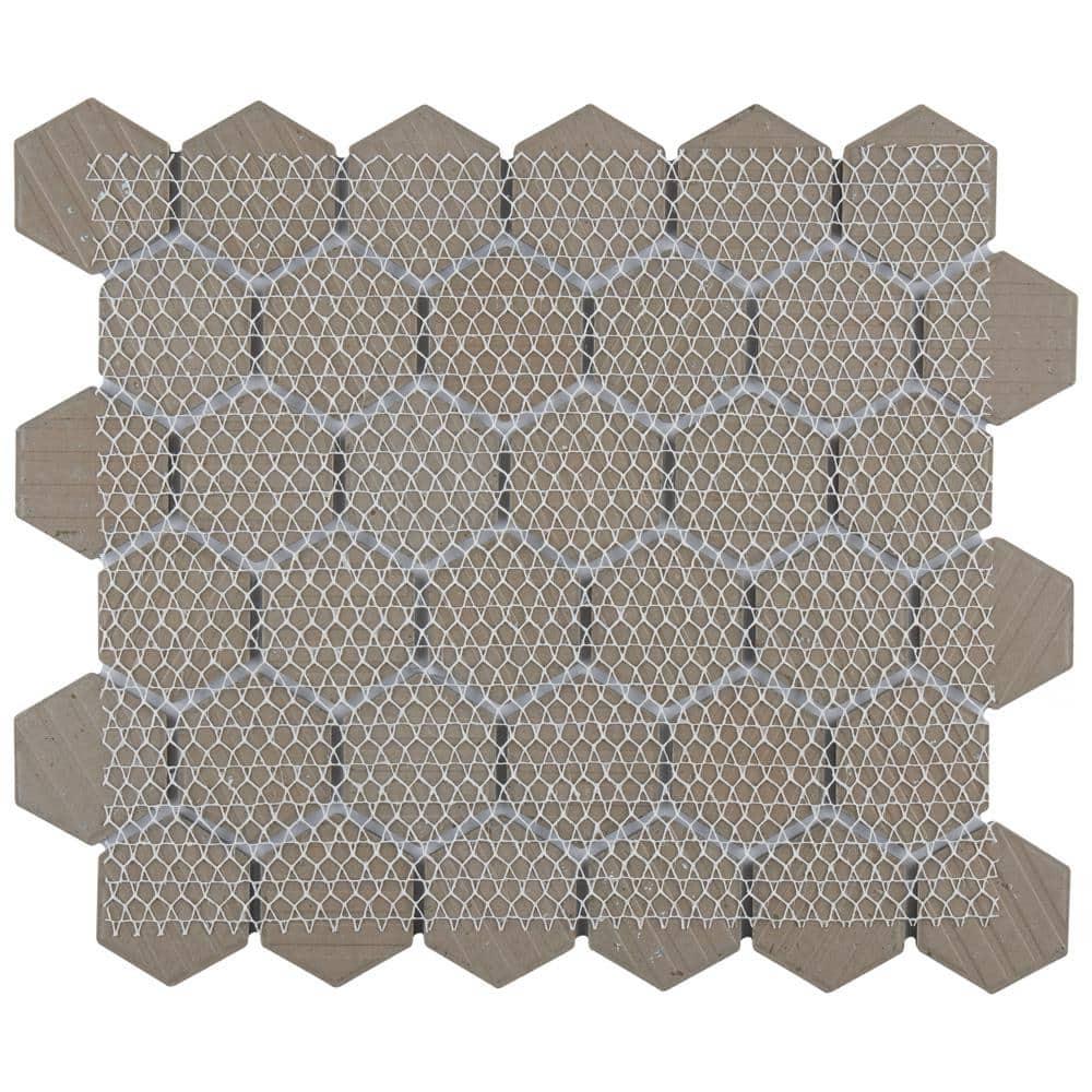 Merola Tile Hudson Due 2" Hex 10-7/8 " x 12-5/8 " Porcelain Mosaic Floor and Wall Tile