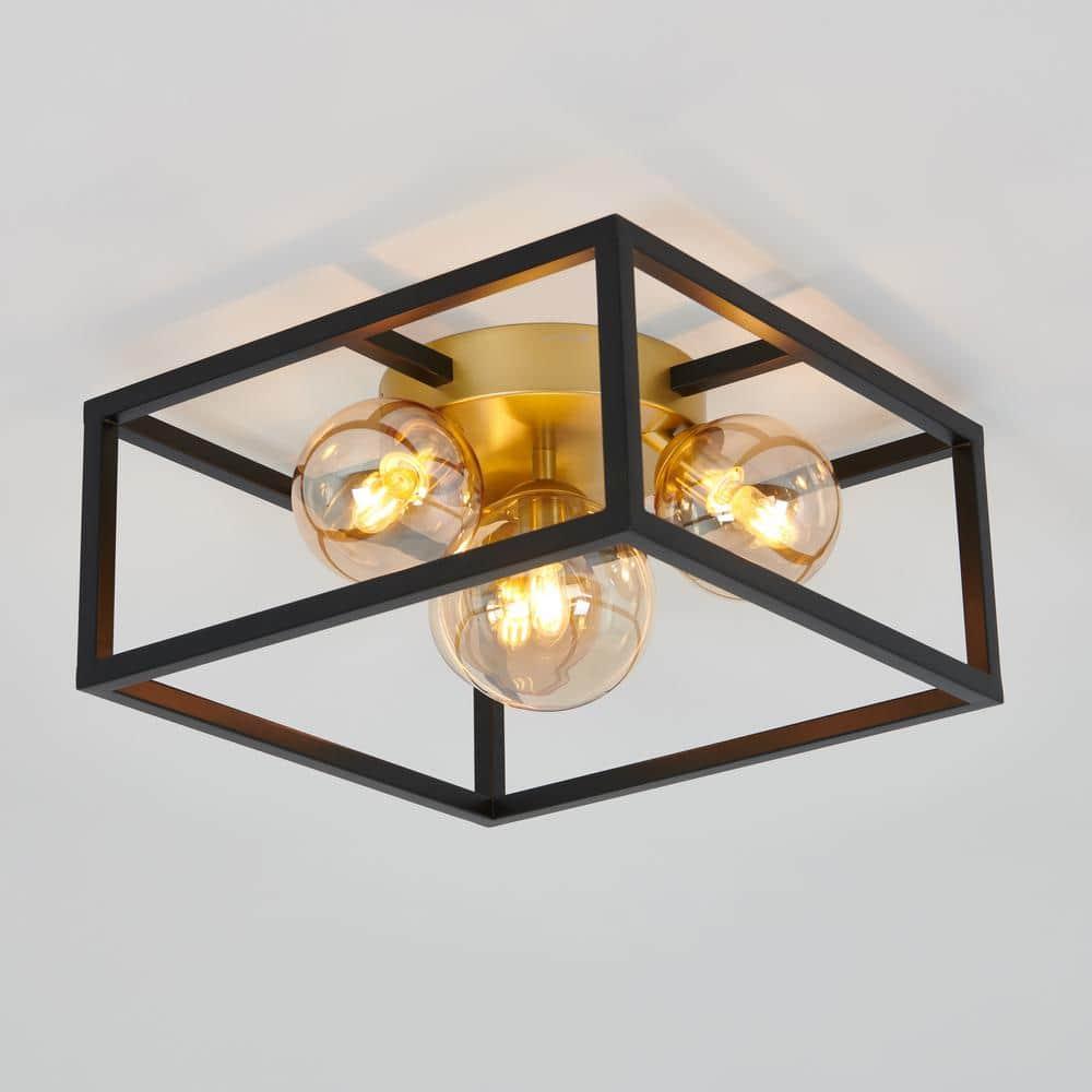Artika Griffintown 1 Ceiling Light Geometric Flush Mount Black and Gold
