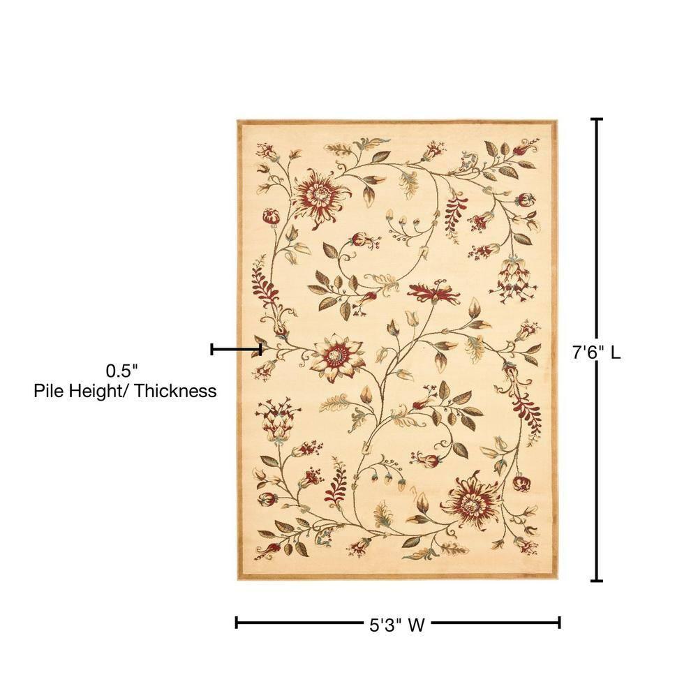 Lyndhurst LNH552 Power Loomed Area Rug - Ivory/Multi - 5'3"x7'6" - Safavieh.