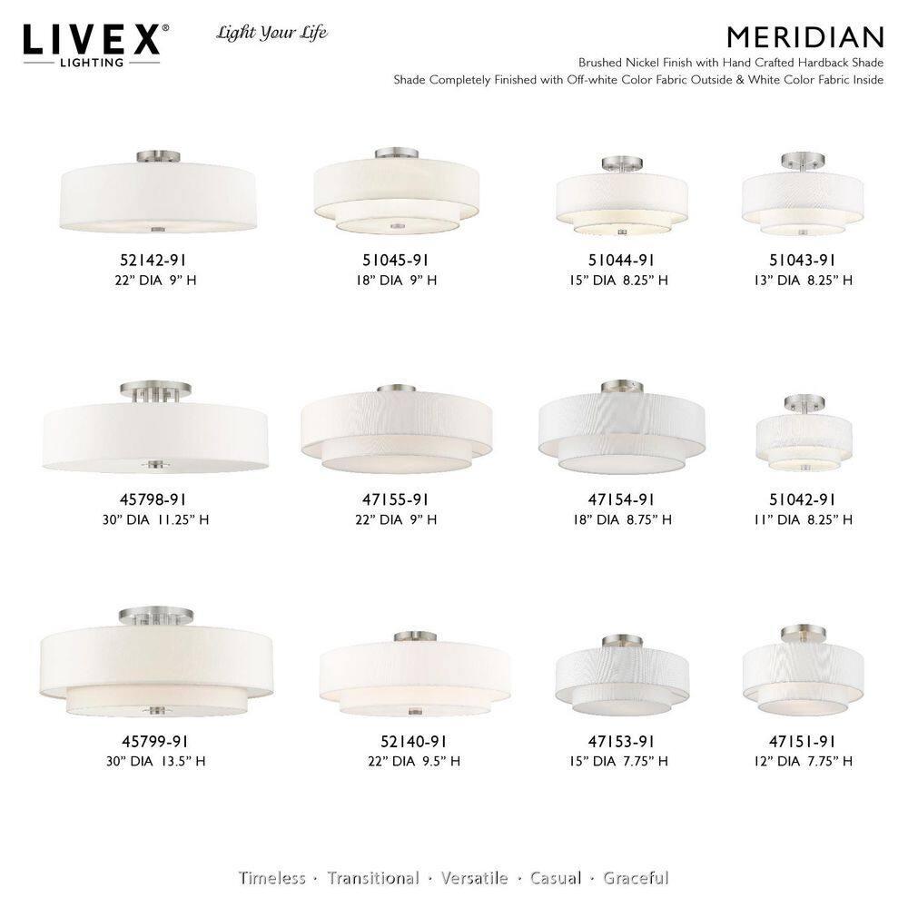 Livex Lighting Meridian 3 - Light Semi-Flush Mount in  Brushed Nickel