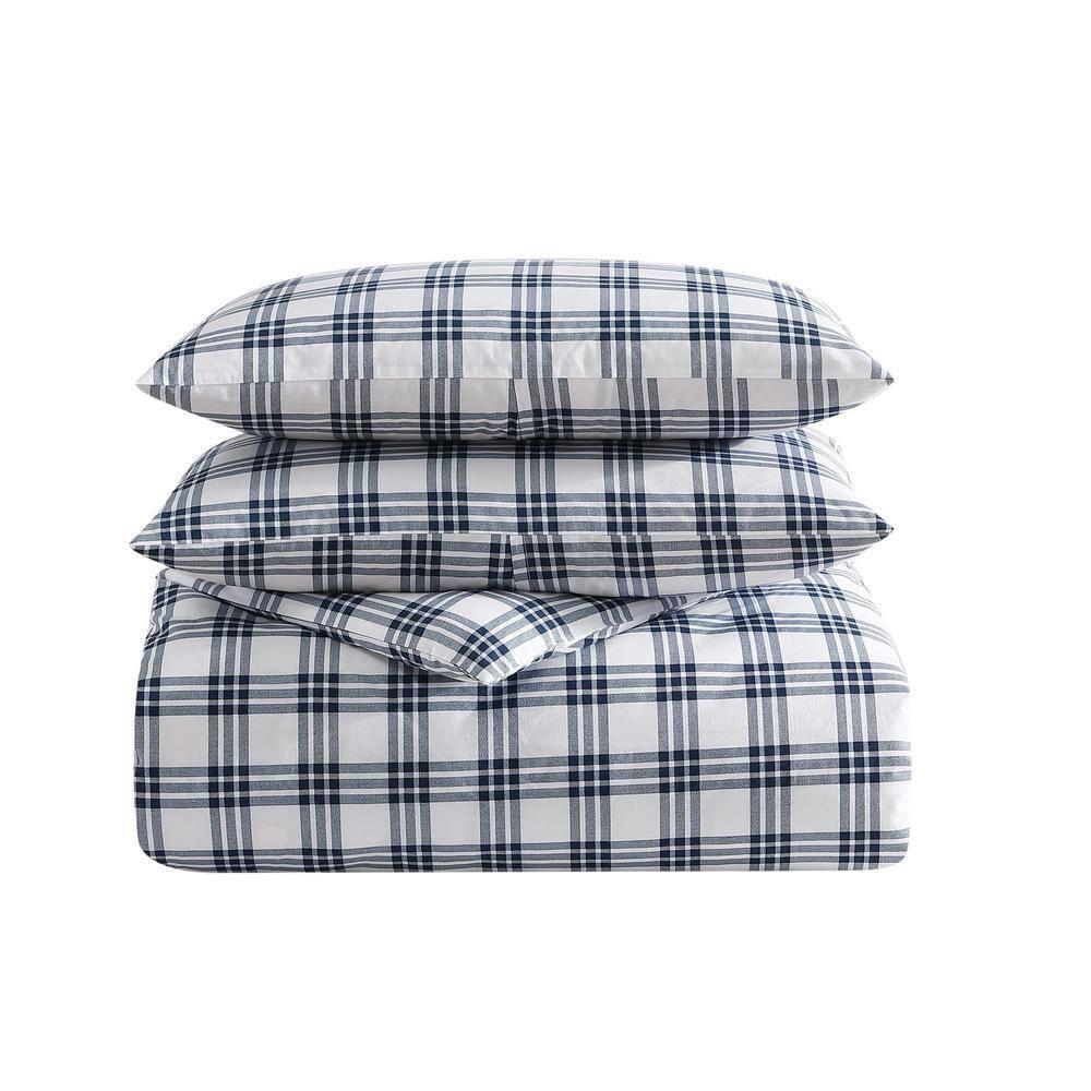 Eddie Bauer Arrowhead Eddie Bauer Basic Plaid Navy Cotton Percale Duvet Cover Set