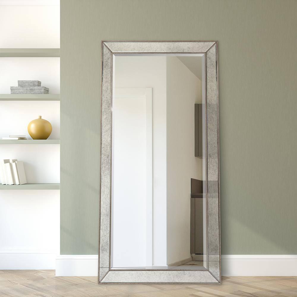 Empire Art Direct Champagne Bead Beveled Rectangle Solid Wood Framed Wall Mirror Ready to Hang, Living Room, Bedroom ＆ Office, 80" x 40"